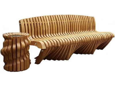 Параметрическая скамейка с урной TORUDA 054