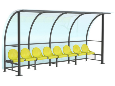 Скамейка для запасных игроков на 8 мест (с навесом из поликарбоната) - вид 1