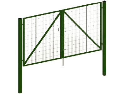 Комплект забора для футбольного поля под бетонирование Ворота распашные DFence Ш-3000 х В-2500 Zn+ПП