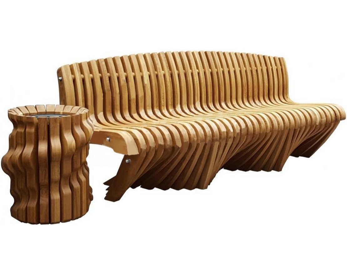 Параметрическая скамейка с урной TORUDA 054