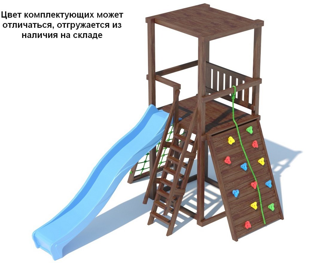 Детский игровой комплекс серия А1 модель 1 с плоской деревянной крышей