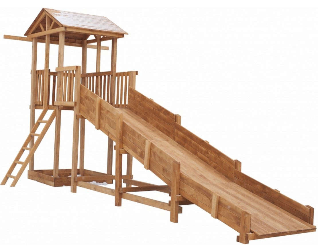 Детская игровая площадка Башня с зимней горкой и с узкой лестницей
